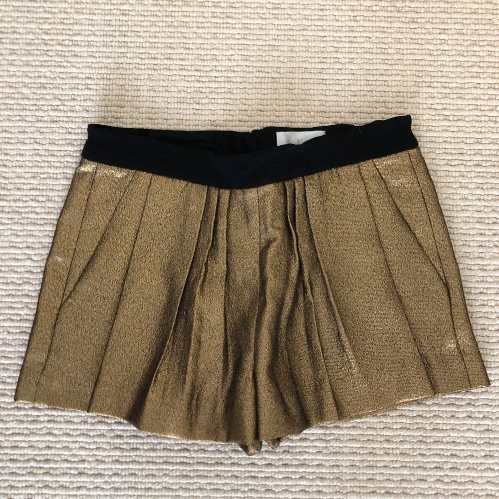 A.L.C. Gold Pleated Shorts